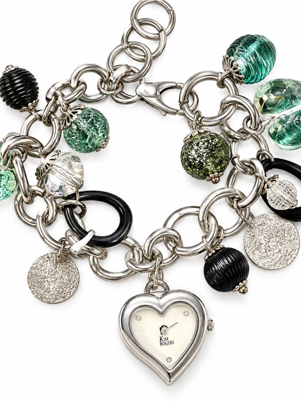 Antica Murrina Veneziana Murano Glass Charm Bracelet with Heart Watch charm